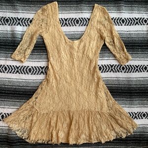Écote Champagne Lace Mini Dress Size M